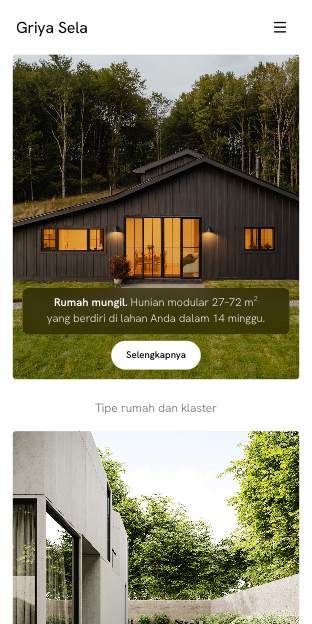 Tampilan template Hunian hening di ponsel
