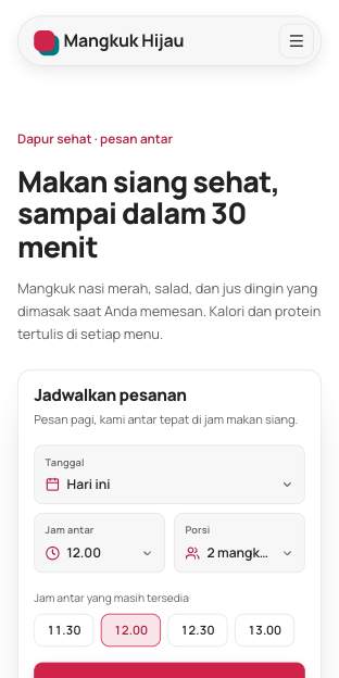 Tampilan template Pesan antar di ponsel