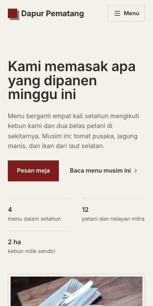 Tampilan template Dapur musiman di ponsel