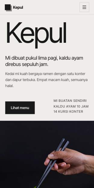 Tampilan template Kedai mi di ponsel