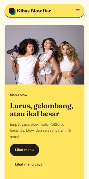 Tampilan template Bar blowout di ponsel