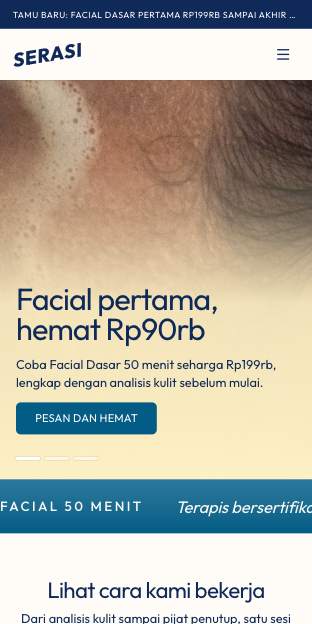 Tampilan template Facial bertahap di ponsel