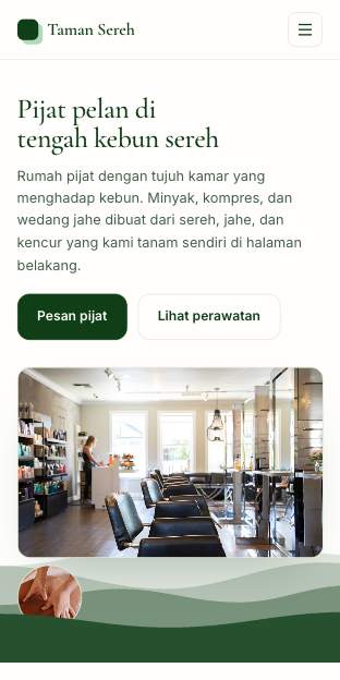 Tampilan template Herba di ponsel