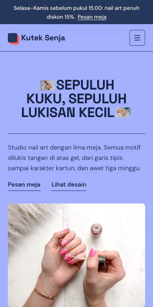 Tampilan template Lembayung di ponsel
