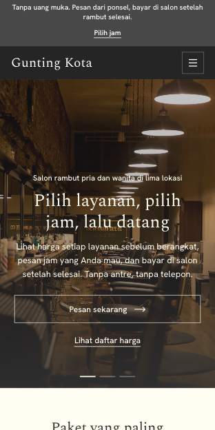 Tampilan template Pesan gading di ponsel