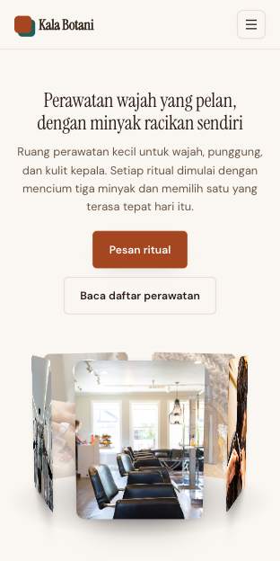 Tampilan template Ritual perawatan di ponsel