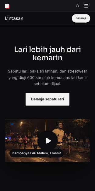 Tampilan template Arena di ponsel