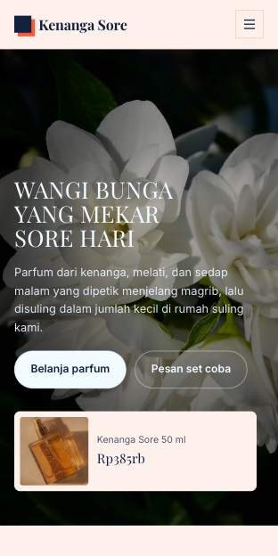 Tampilan template Botani persik di ponsel