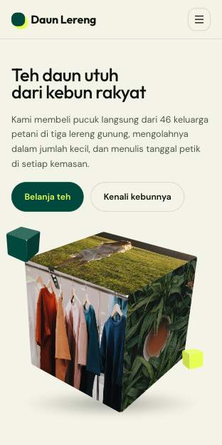 Tampilan template Ladang di ponsel