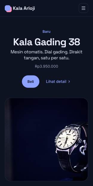 Tampilan template Premium minimalis di ponsel