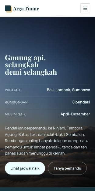 Tampilan template Sinema gunung di ponsel