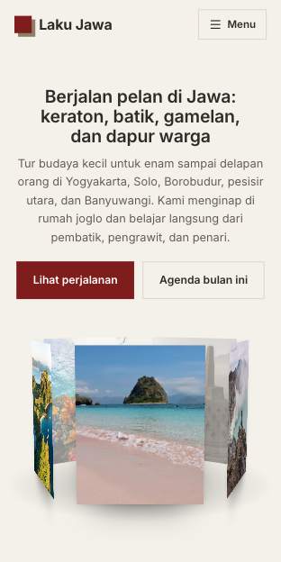 Tampilan template Catatan perjalanan di ponsel
