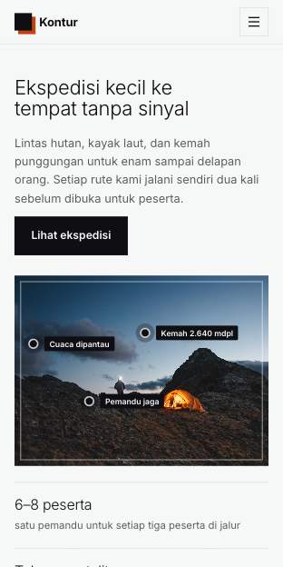 Tampilan template Katalog ekspedisi di ponsel