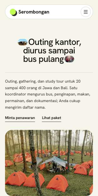 Tampilan template Rombongan di ponsel