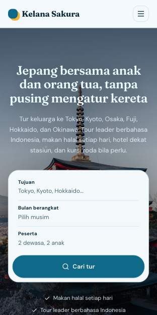 Tampilan template Panduan destinasi di ponsel