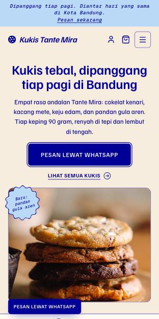 Tampilan template Kue rumahan di ponsel