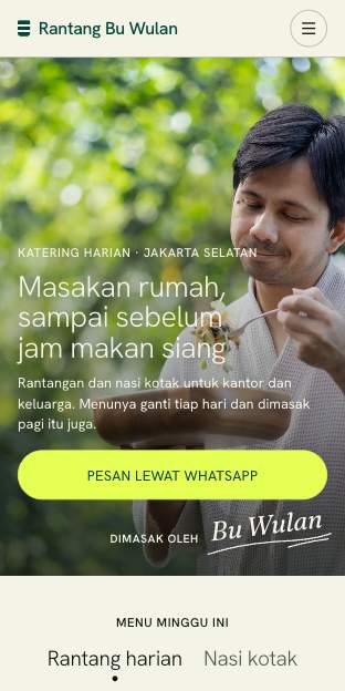 Tampilan template Rantang hijau di ponsel
