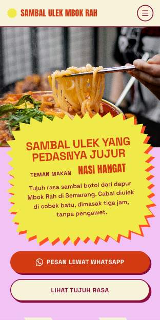 Tampilan template Stiker meriah di ponsel