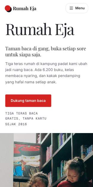 Tampilan template Bata di ponsel