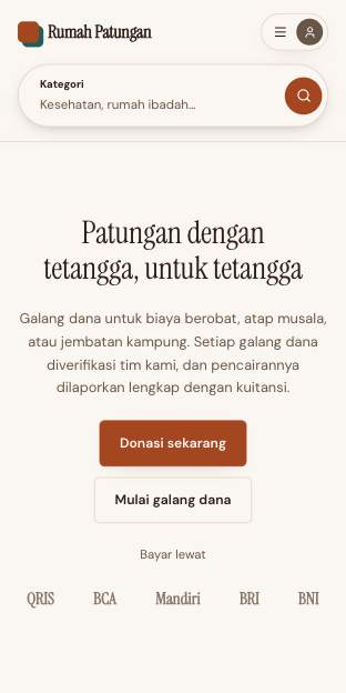 Tampilan template Gotong royong di ponsel