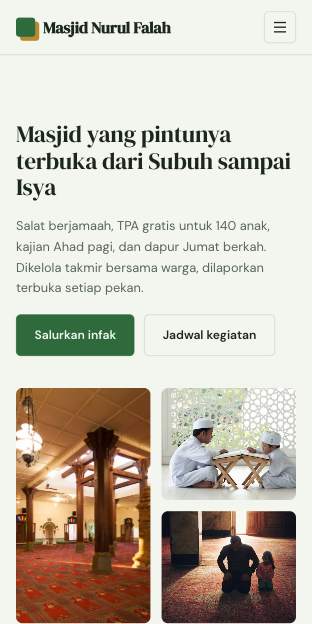 Tampilan template Komunitas & rumah ibadah di ponsel