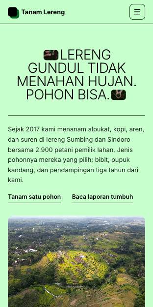 Tampilan template Pucuk di ponsel