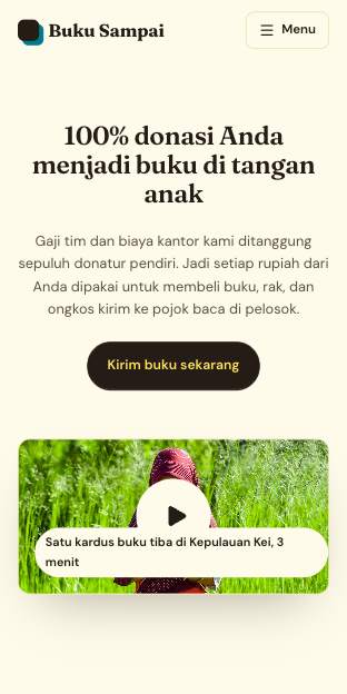 Tampilan template Donasi utuh di ponsel